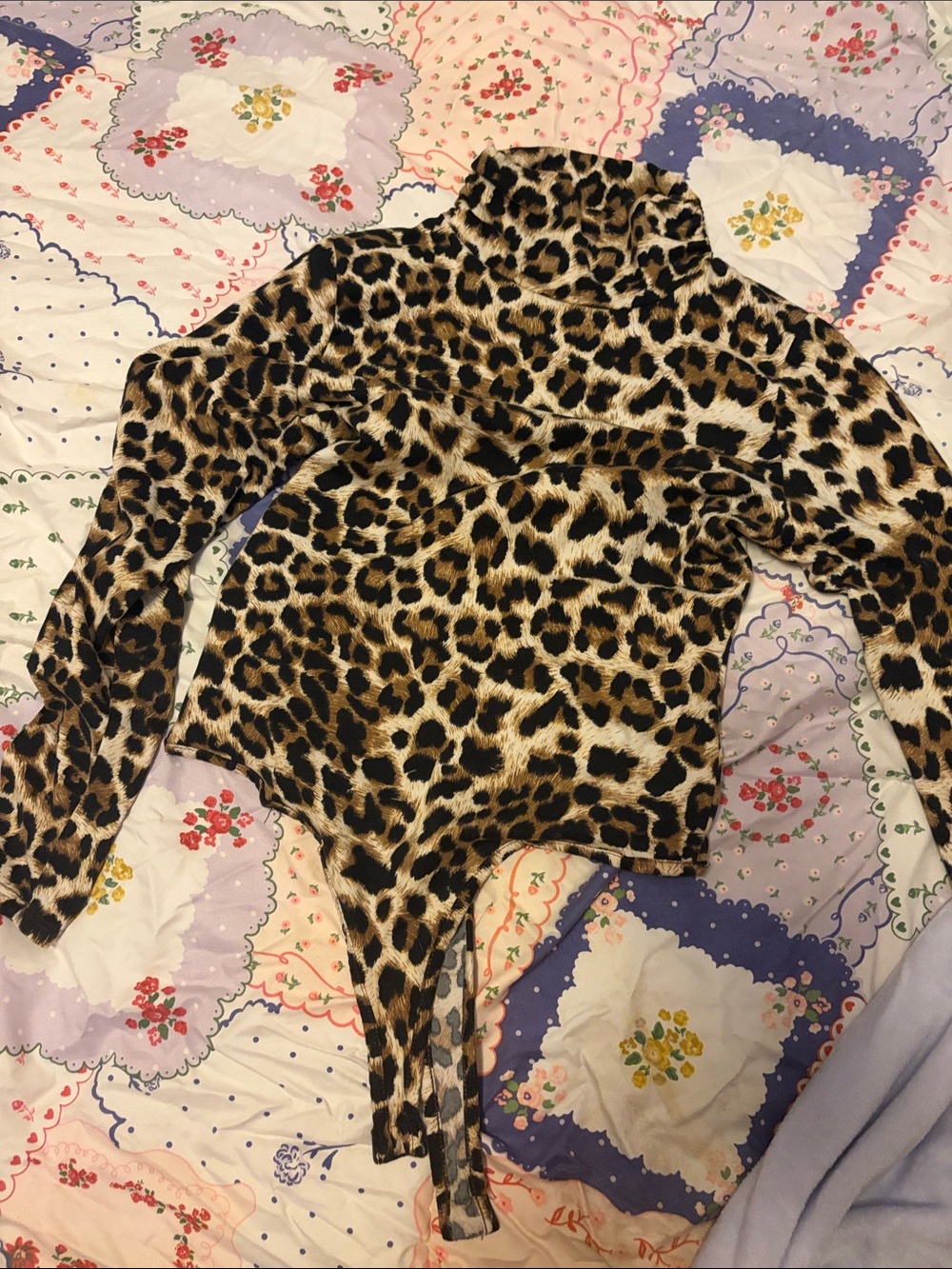 Fashion Nova Long-Sleeve Leopard Print Turtleneck Bodysuit - Brown/Black